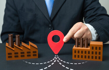 Industrial center. Technological park. New construction project and supply chains. Interaction of...