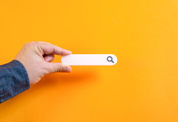 Search line in hand. Use search, digital navigation, online information, search engines, internet...