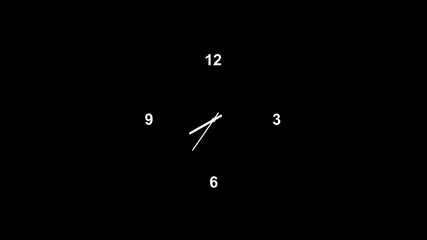 Analog clock ticking animation, Minimal analog clock animation on transparent background. Twelve hours clock run. Seamless loop for presentation, interface 12 hours clock dial loop. 4k video - Powered by Adobe