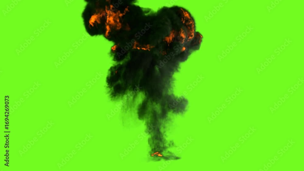 Aufkleber 3d rendering of fire explosion animation on green screen background