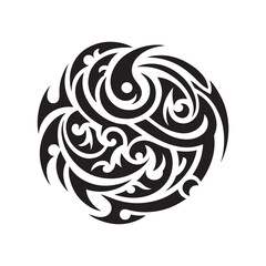 "Tribal Tattoo Vector Design - Black Ink Body Art Illustration"