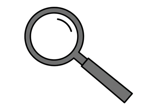 Simple gray magnifying glass icon isolated on transparent background for visual search concepts
