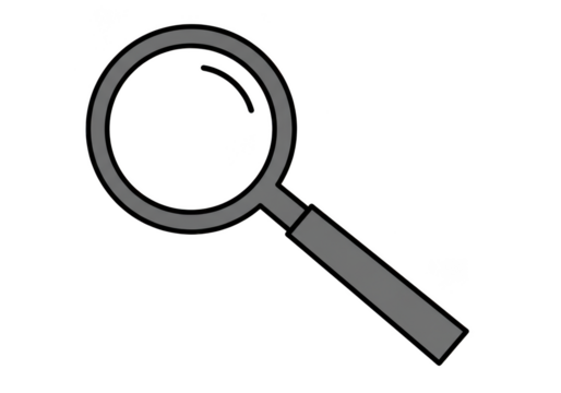 Simple gray magnifying glass icon isolated on transparent background for visual search concepts