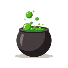 Bubbly green potion boils merrily in a dark cauldron, casting a whimsical Halloween spell.