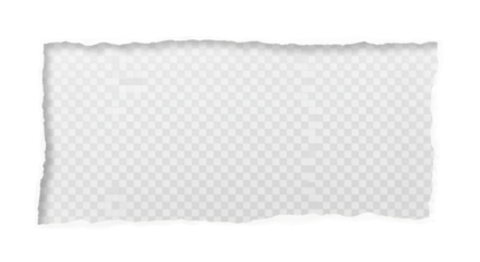 Paper frame border torn edges with soft drop shadow transparent background