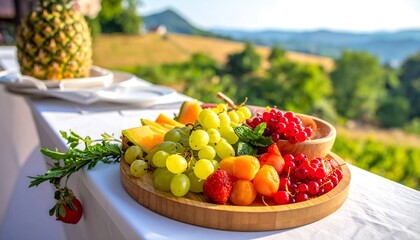 Colorful fruit platter outdoors