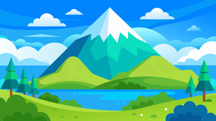 Stylized Countryside Landscape Vector Illustration