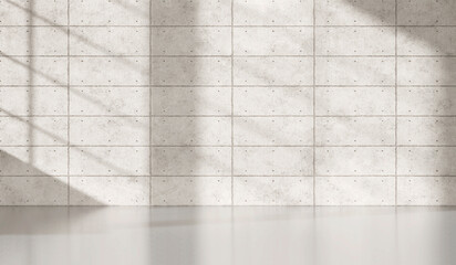 Empty dark abstract industrial cement wall studio room interior for display product on concrete wall background with soft shadows from the window