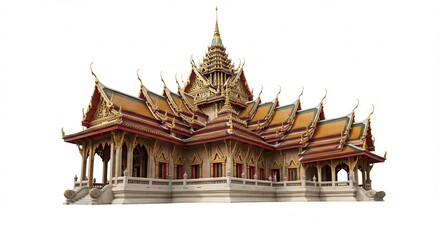 Naklejka premium 黄金輝く寺院 美しい建築 伝統的様式 精緻な彫刻 穏やかな光. AI Generated