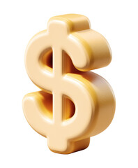 Obraz premium Golden dollar sign symbol showing wealth and financial success for business and investment ventures isolated on png transparent background
