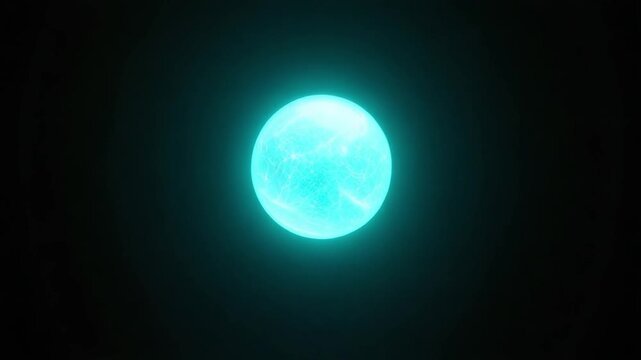 Vibrant Turquoise Glowing Orb Illuminating Dark Cosmic Space with Ethereal Light.