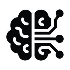 Minimal vector ai brain icon with circuit lines scalable eps illustration white background