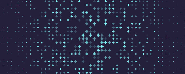 Abstract glowing cross background, halftone gradient pattern, sparkle particles texture. Futuristic background for medical scientific research innovation technology design, scifi style. Vector BG © artyway