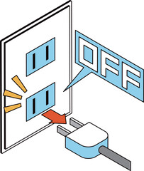 プラグを抜く節電の注意喚起イラスト