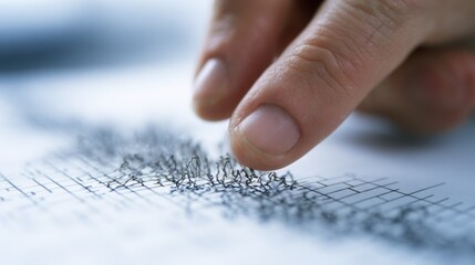 Crisp medium view of a finger tracing severity levels on a criticality ranking grid sharp focus on the hand and matrix cell with blurred surroundings.