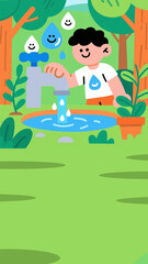 ilustration saving water