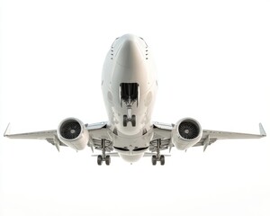Fototapeta premium Airplane Taking Off from Ground Against Bright Sky Background