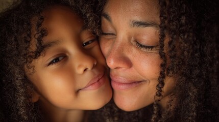 Obraz premium Mother and child close up portrait
