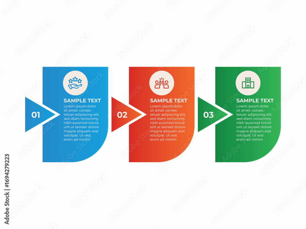 Poster business infographic design template with 3 options, steps or processes. can be used for workflow la