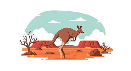 Kangaroo Outback Australian Landscape.