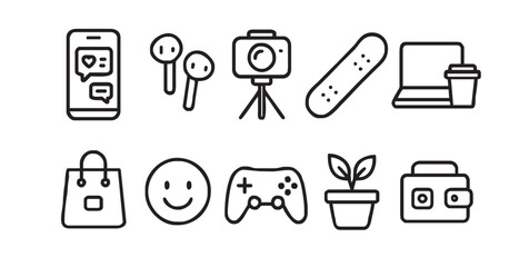 Gen Z Lifestyle Icons Set ? S...