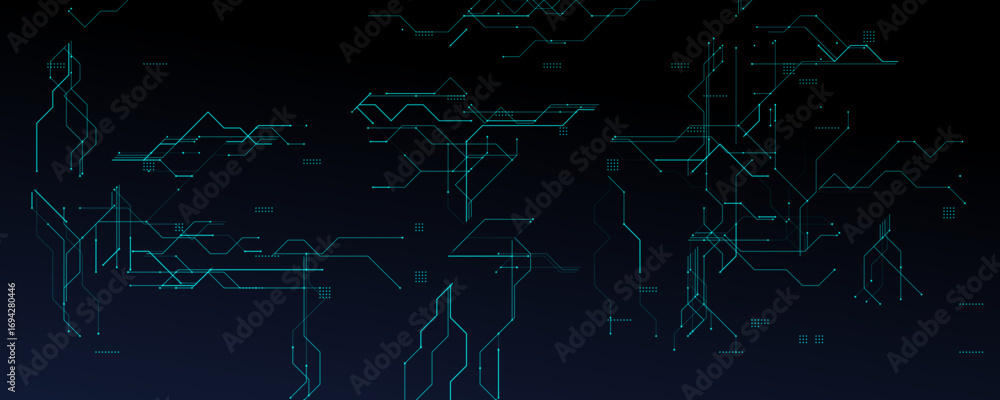 Fototapete hud interface background with glowing circuit grid. ideal for sci-fi panels, ui dashboards, and futu