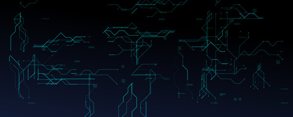 HUD Interface Background With Glowing Circuit Grid. Ideal For Sci-Fi Panels, UI Dashboards, And Futuristic Data Systems. Clean Tech Blueprint Look. Vector Illustration.
