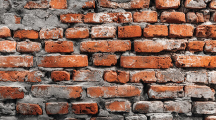 Obraz premium Old brick wall rustic texture red and gray bricks weathered surface industrial design architectural background vintage style construction material urban decor home interior
