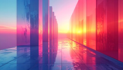 Colorful futuristic corridor