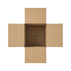 Open cardboard box isolated on transparent background