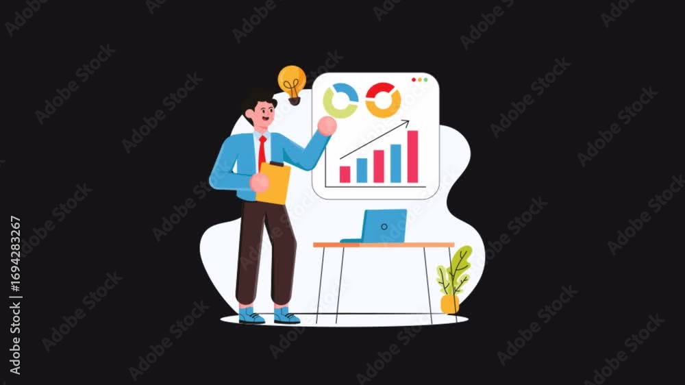 Poster business analytics 2d motion graphics animation alpha channel