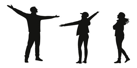 Silhouettes of people vector illustration. Man and Woman silhouettes vector set illustration.