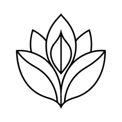 Minimal Line Art Floral Ornament with Tulip Inspired Motif