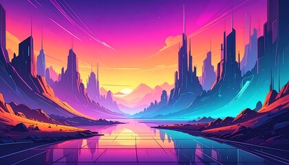 Colorful futuristic landscape