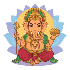 Elegant illustration of Lord Ganesha, the Hindu god of beginnings.
