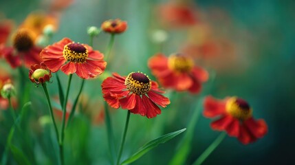 Beautiful red flowers in garden