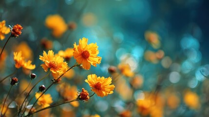Yellow flowers bokeh background image
