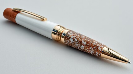 Decorative white and bronze ballpoint pen
