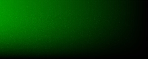 Dark green color gradient grainy background, illuminated spot on black, noise texture effect, wide banner