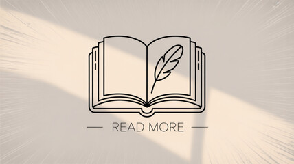 Open book with feather illustration for writers authors and reading enthusiasts art