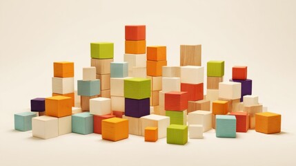 Colorful wooden building blocks