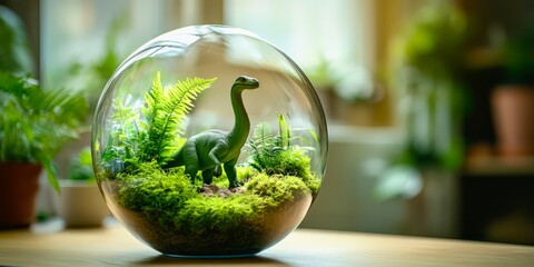 Decorative glass terrarium with vibrant plants eco lifestyle