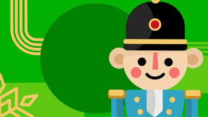 Christmas banner with nutcracker toy - vector illustration