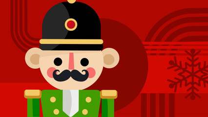 Christmas banner with nutcracker toy - vector illustration