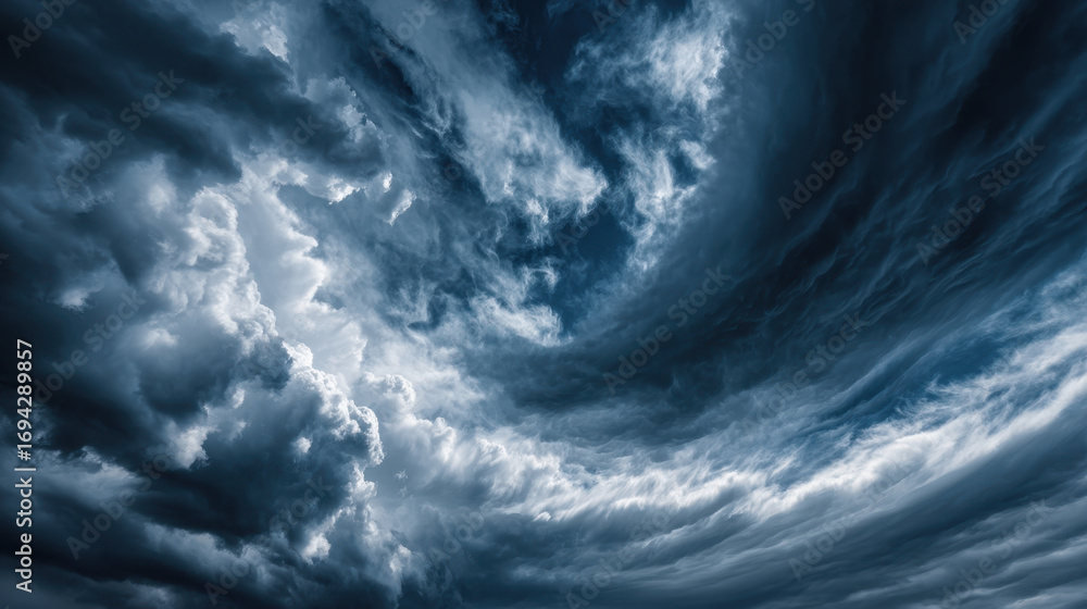 Aufkleber dramatic storm clouds swirl in turbulent sky, creating captivating and intense atmosphere. interplay