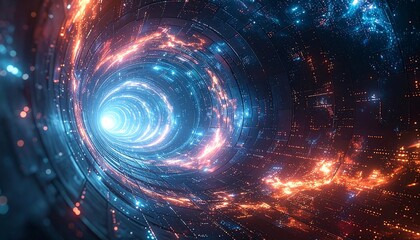 Obraz premium Abstract tunnel with glowing light