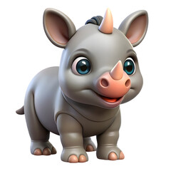 Fototapeta premium Adorable baby rhino character with big eyes and small horn a cute cartoon animal