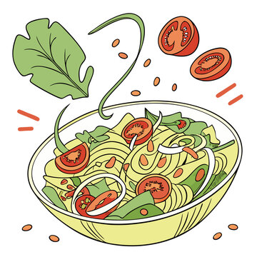 Laphet Thoke Vector &ndash; Myanmar Fermented Tea Leaf Salad with Colorful Toppings. Perfect for: Myanmar food features, fermented-food spotlights, vegetarian ethnic cuisine, culinary heritage showcases