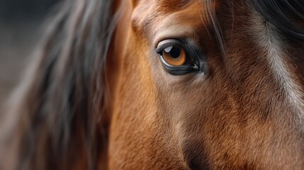 Close-up view of a horse's eye showcasing its vibrant color and detail during golden hour