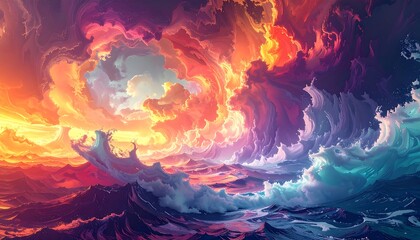 Fototapeta premium Abstract vibrant cloudscape (3)